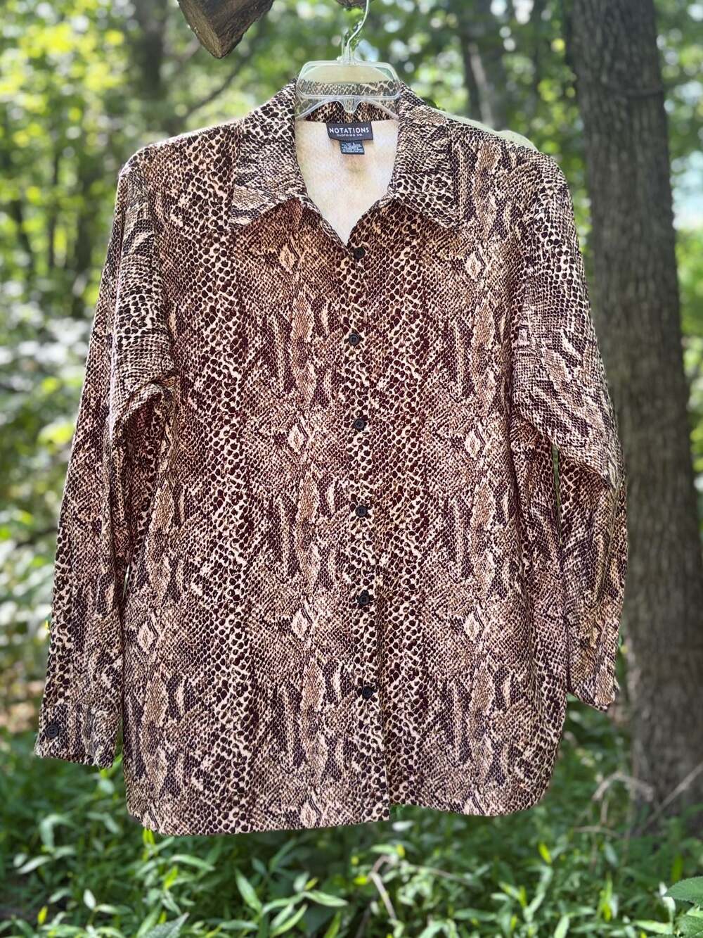 Snakeskin Print Button Up Long Sleeve